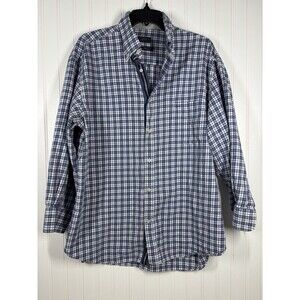 PAUL & SHARK Mens Flannel Shirt Size 43 Blue Plaid